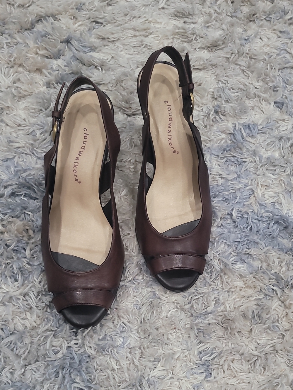 cloudwalkers Dark Brown Peep-Toe Slingback Heels